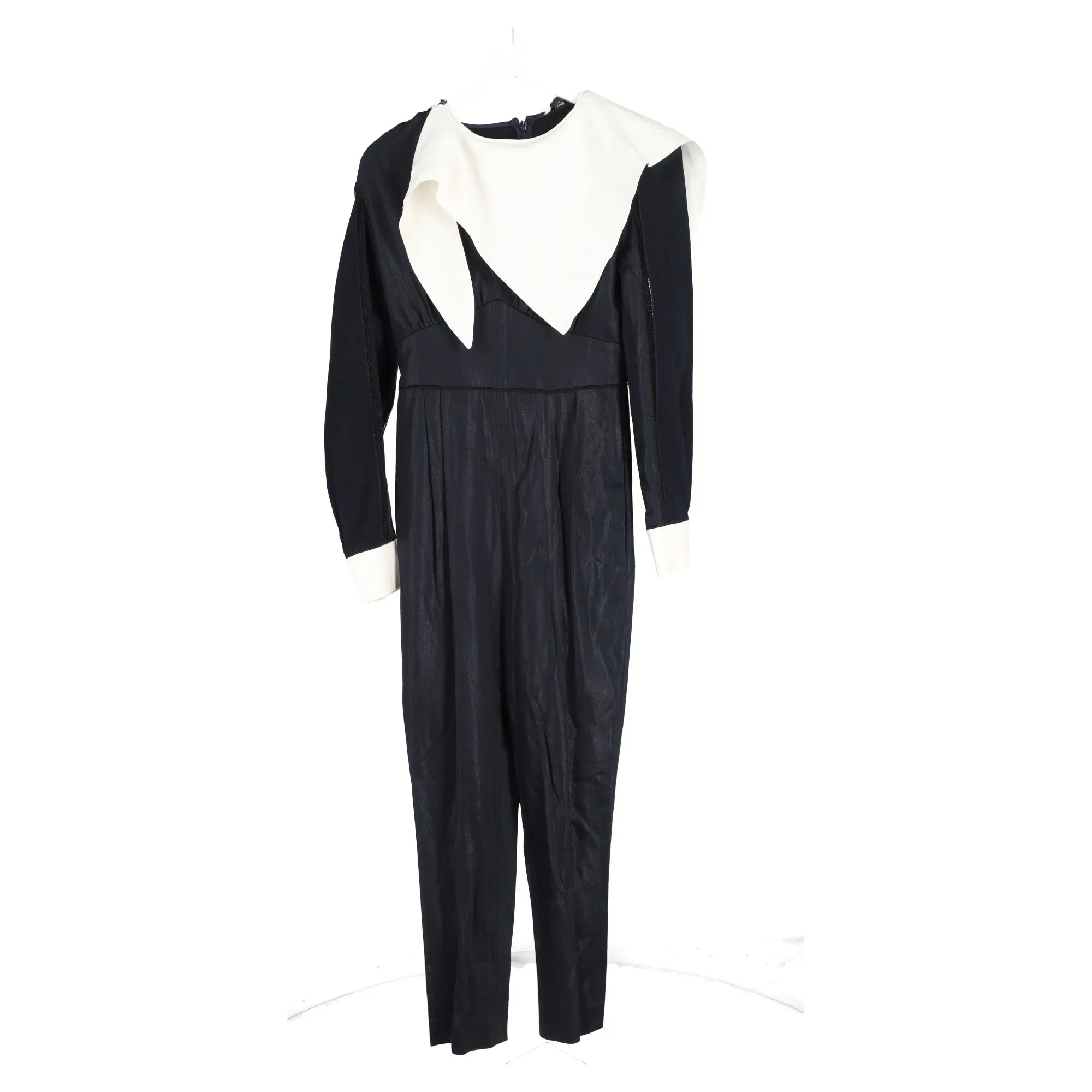 Fendi Scarf Detail Long Sleeve Jumpsuit in Black Polyester