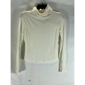 FINAL TOUCH Women's Beige Solid Long Sleeve Pullover Turtleneck Top SZ S