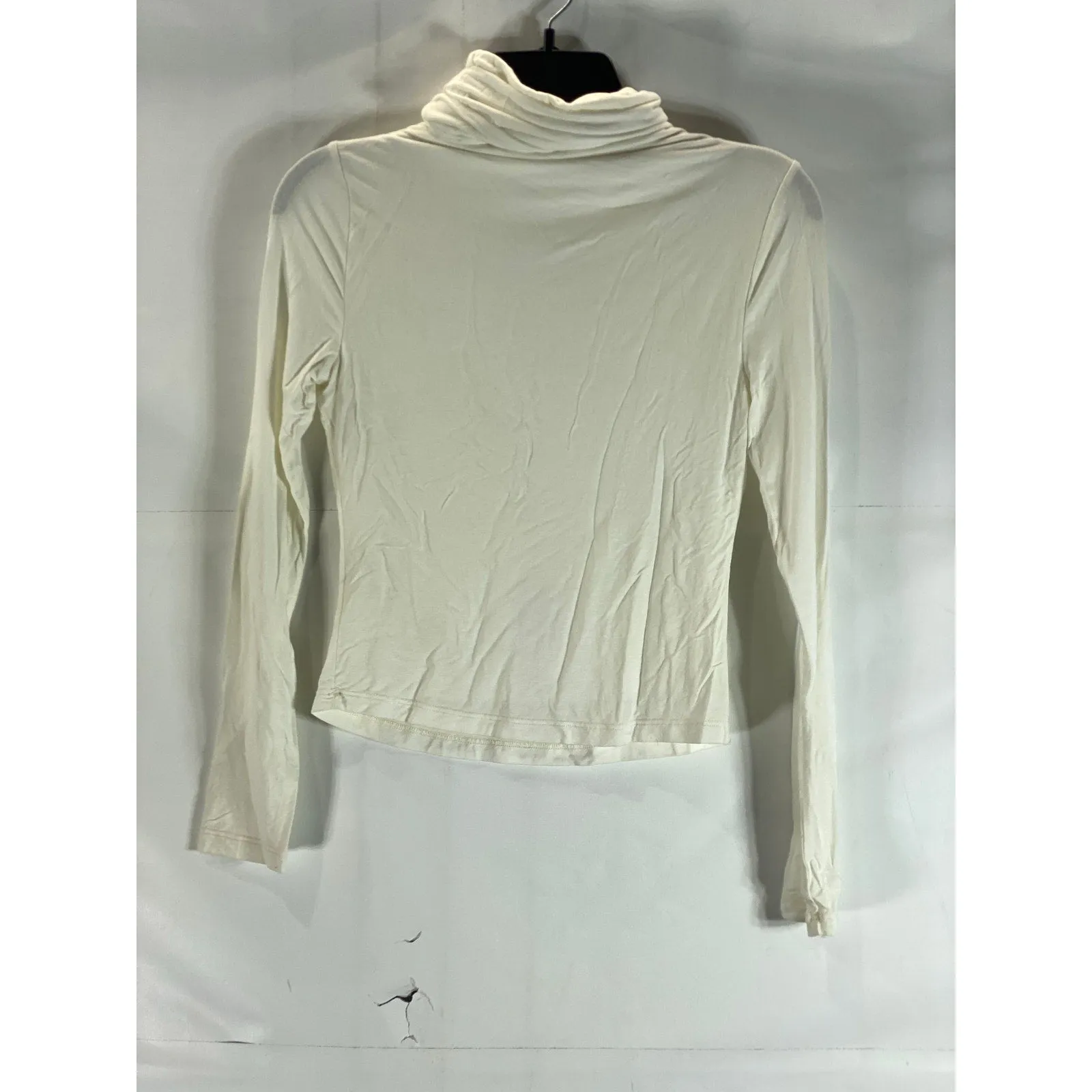 FINAL TOUCH Women's Beige Solid Long Sleeve Pullover Turtleneck Top SZ S