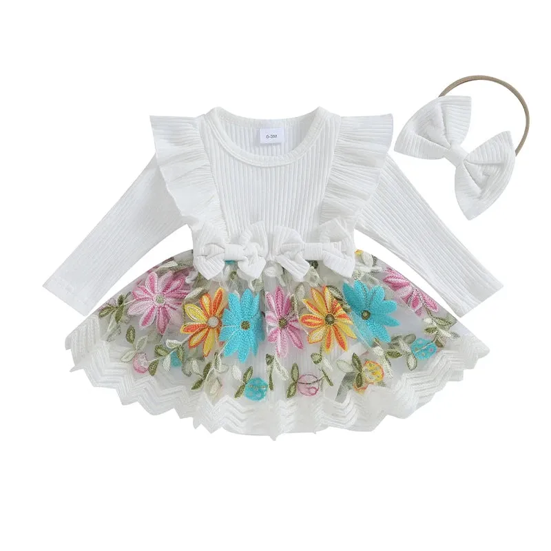 Floral Brocade Romper Dress & Headband