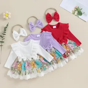 Floral Brocade Romper Dress & Headband
