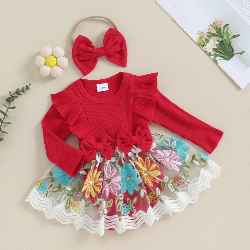 Floral Brocade Romper Dress & Headband