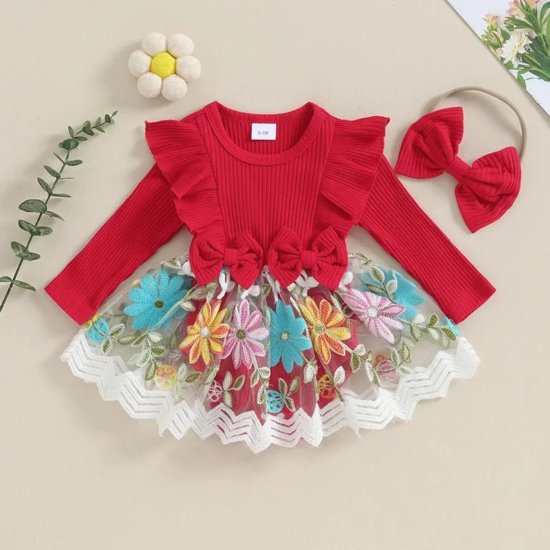 Floral Brocade Romper Dress & Headband