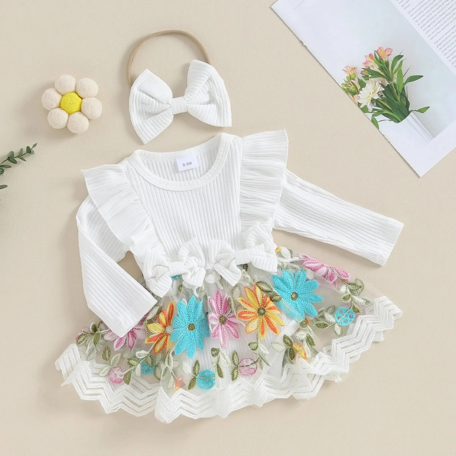 Floral Brocade Romper Dress & Headband