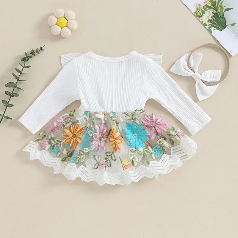 Floral Brocade Romper Dress & Headband