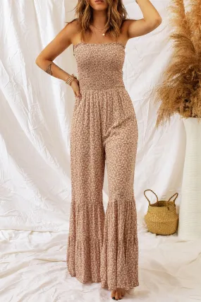 Floral Spaghetti Strap Smocked Wide Leg Jumpsuit: Trendy Elegance for Every Occasion