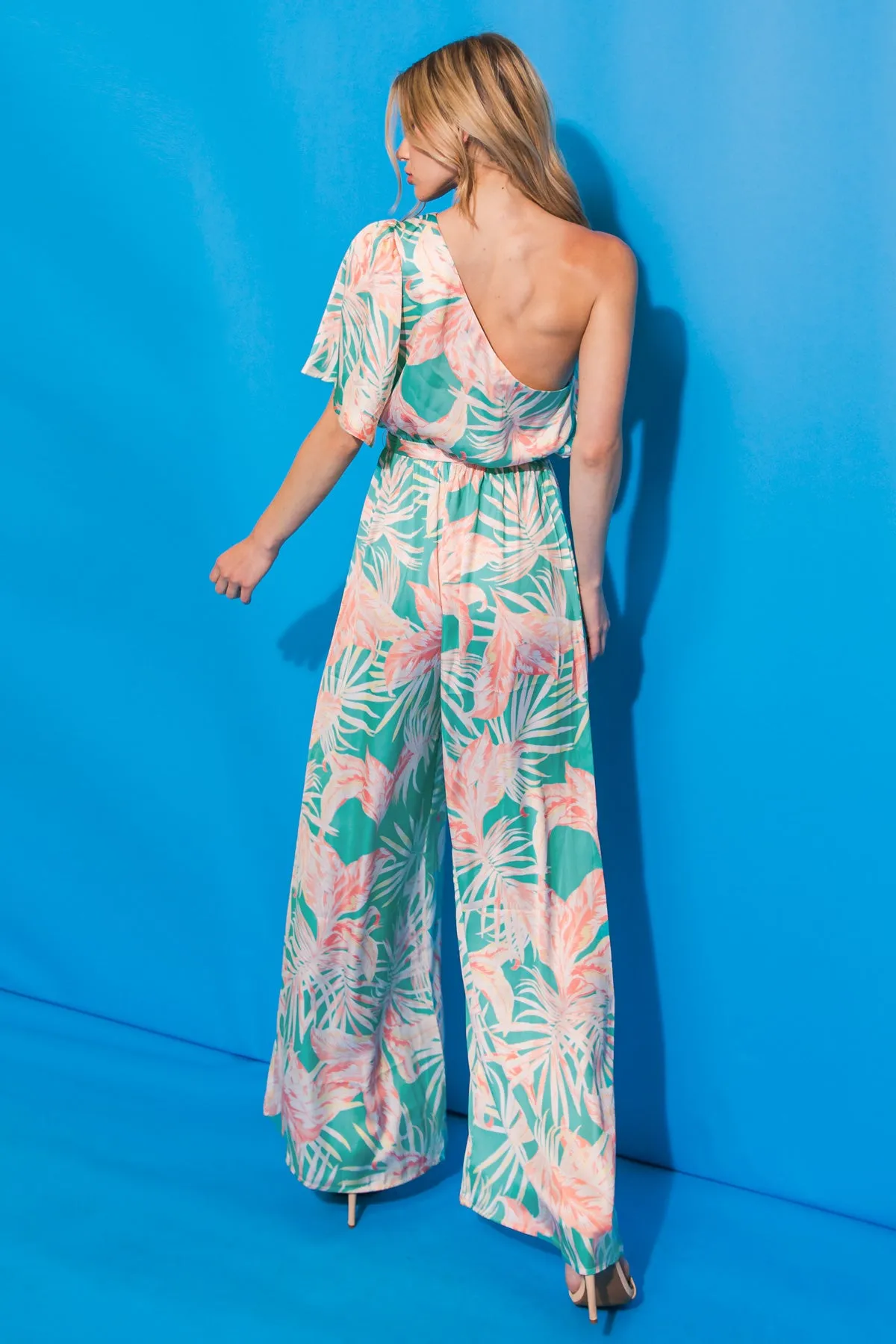 FLOWERING FOREVER SATIN JUMPSUIT