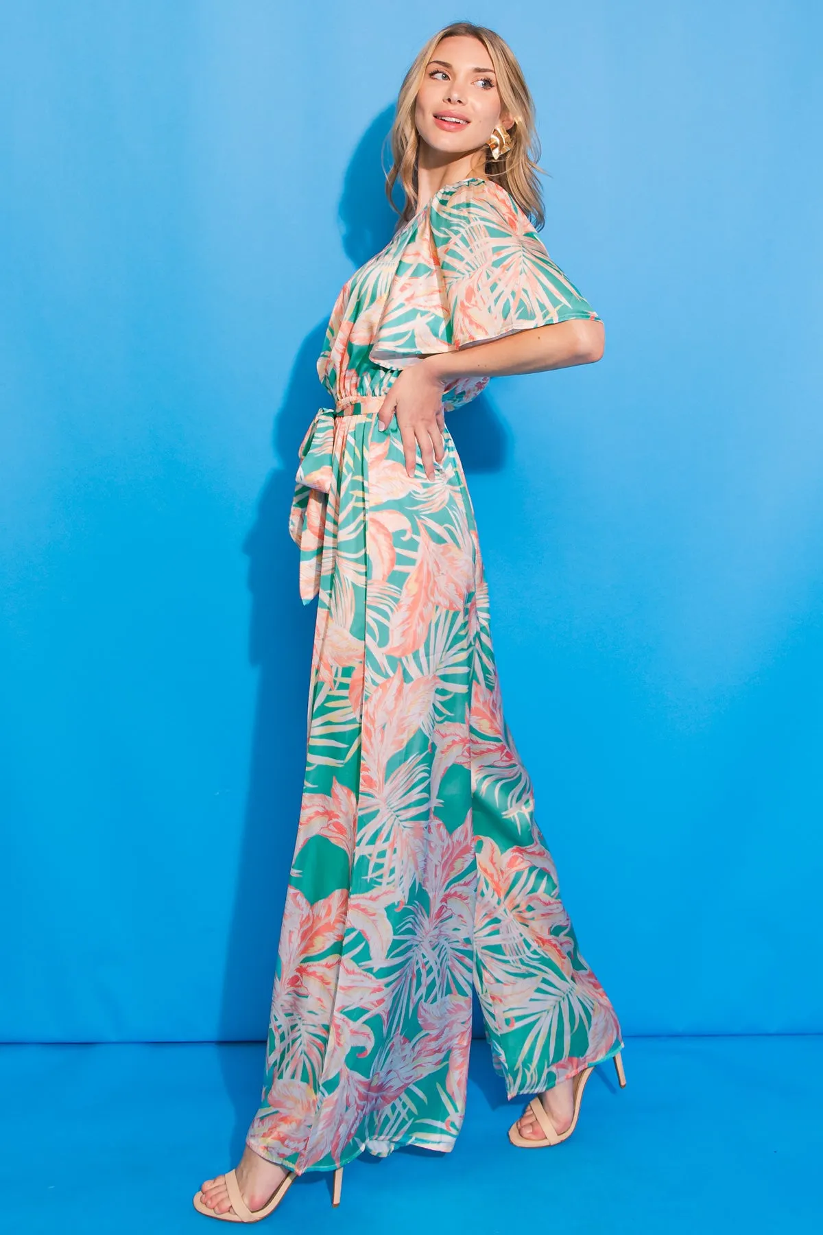 FLOWERING FOREVER SATIN JUMPSUIT