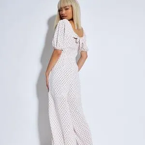 Glamorous WHITE PINK CLUSTER DITSY JUMPSUIT