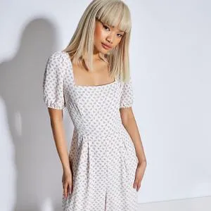 Glamorous WHITE PINK CLUSTER DITSY JUMPSUIT
