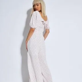 Glamorous WHITE PINK CLUSTER DITSY JUMPSUIT