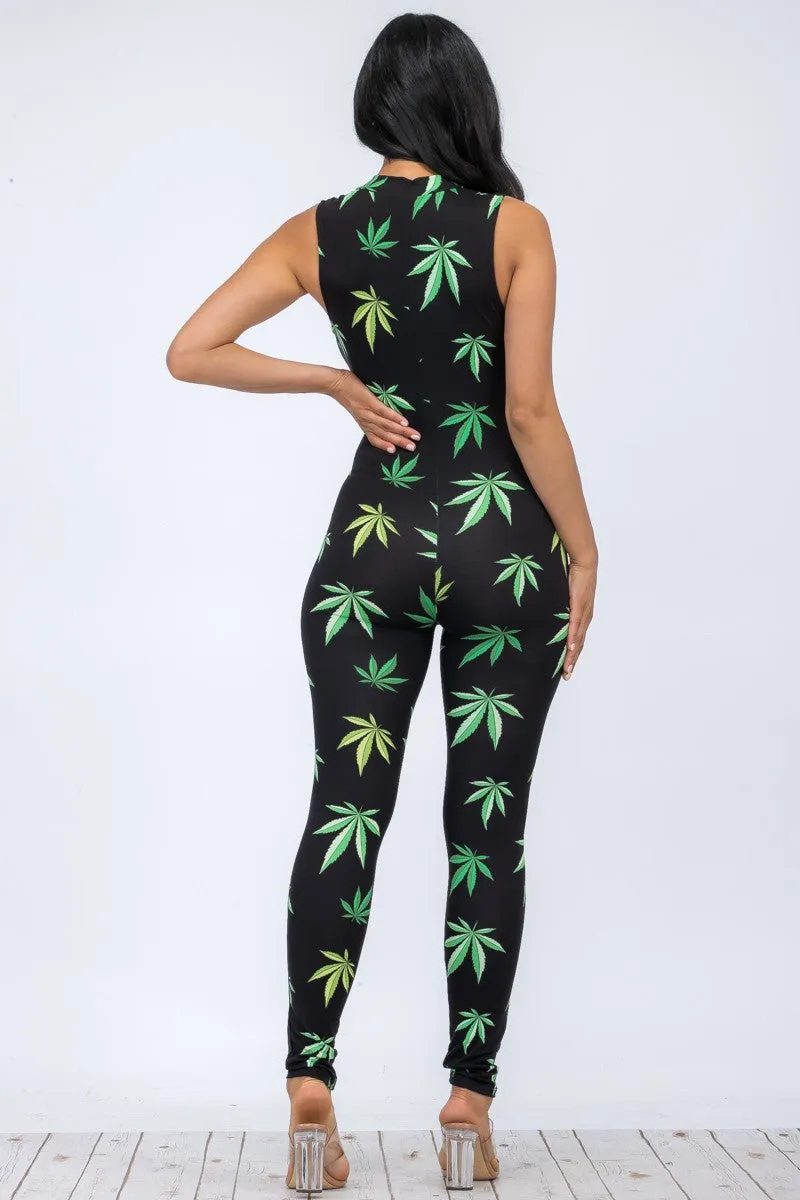 HH625R-MAR - SLEEVELESS MOCK NECKLINE JUMPSUIT