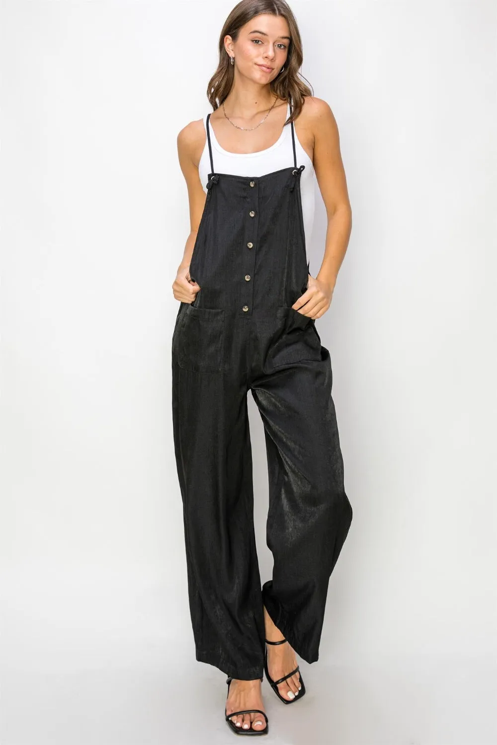 Hyfve Half Button Sleeveless Straight Jumpsuit