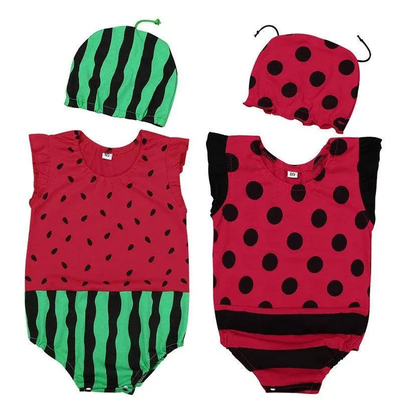 Infant Ruffled Sleeveless Jumpsuit With Hat