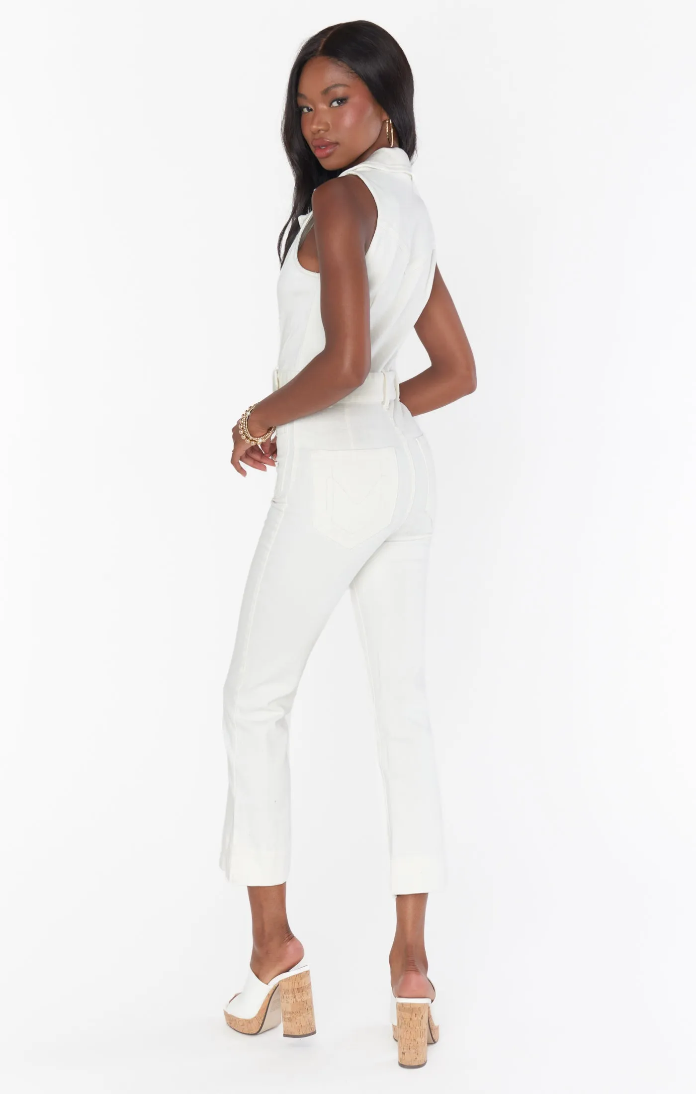 Jacksonville Cropped Jumpsuit ~ Pearly White