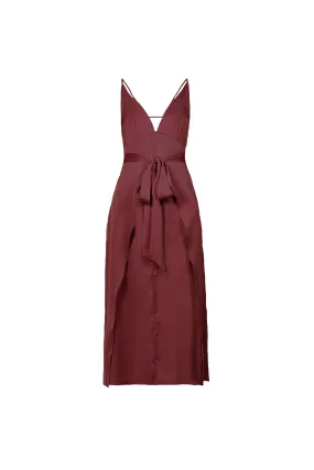 Jolie Burgundy Satin Slip Dress