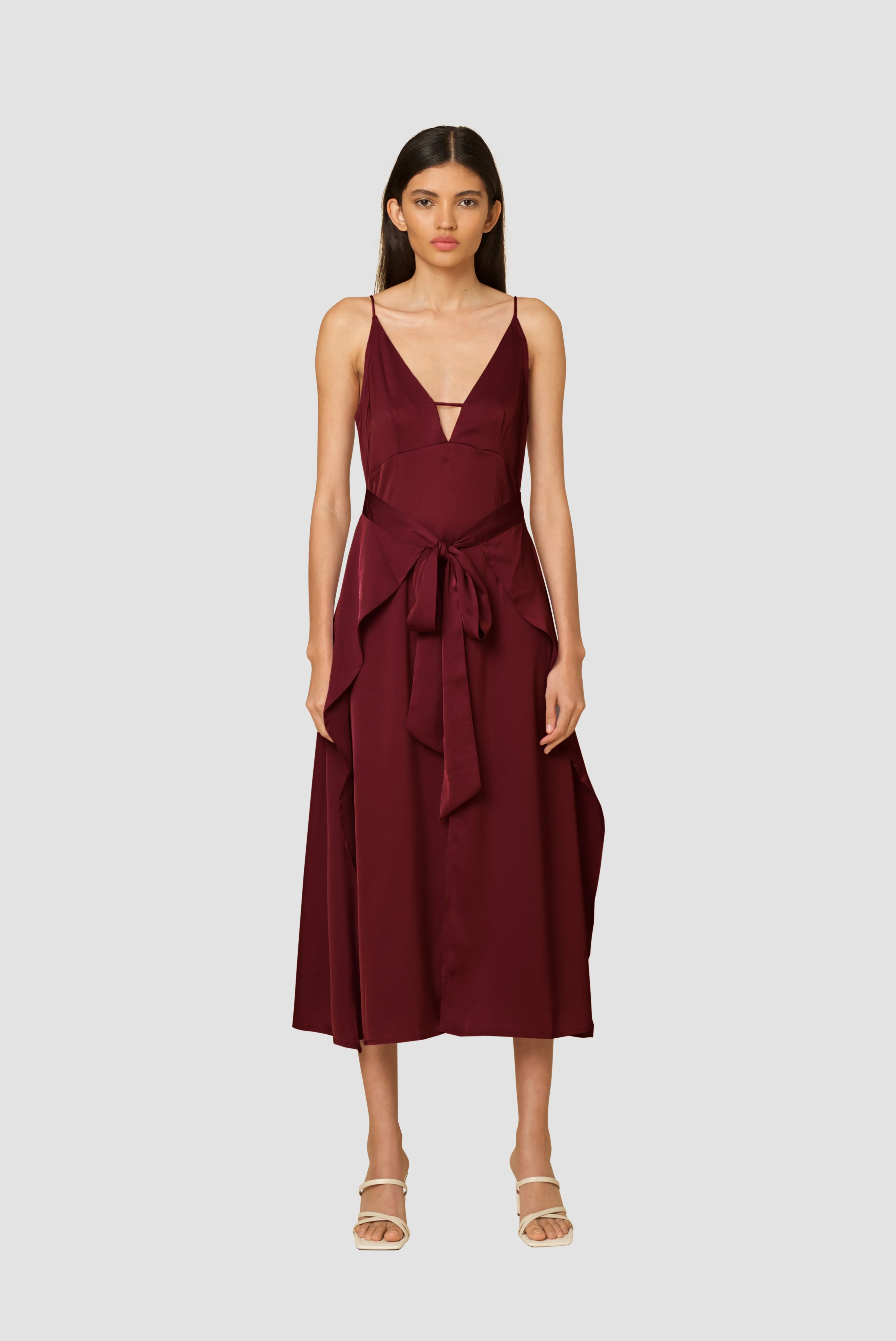 Jolie Burgundy Satin Slip Dress