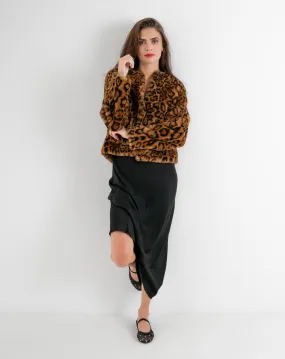 Ladies Plush Leopard Fur Jacket