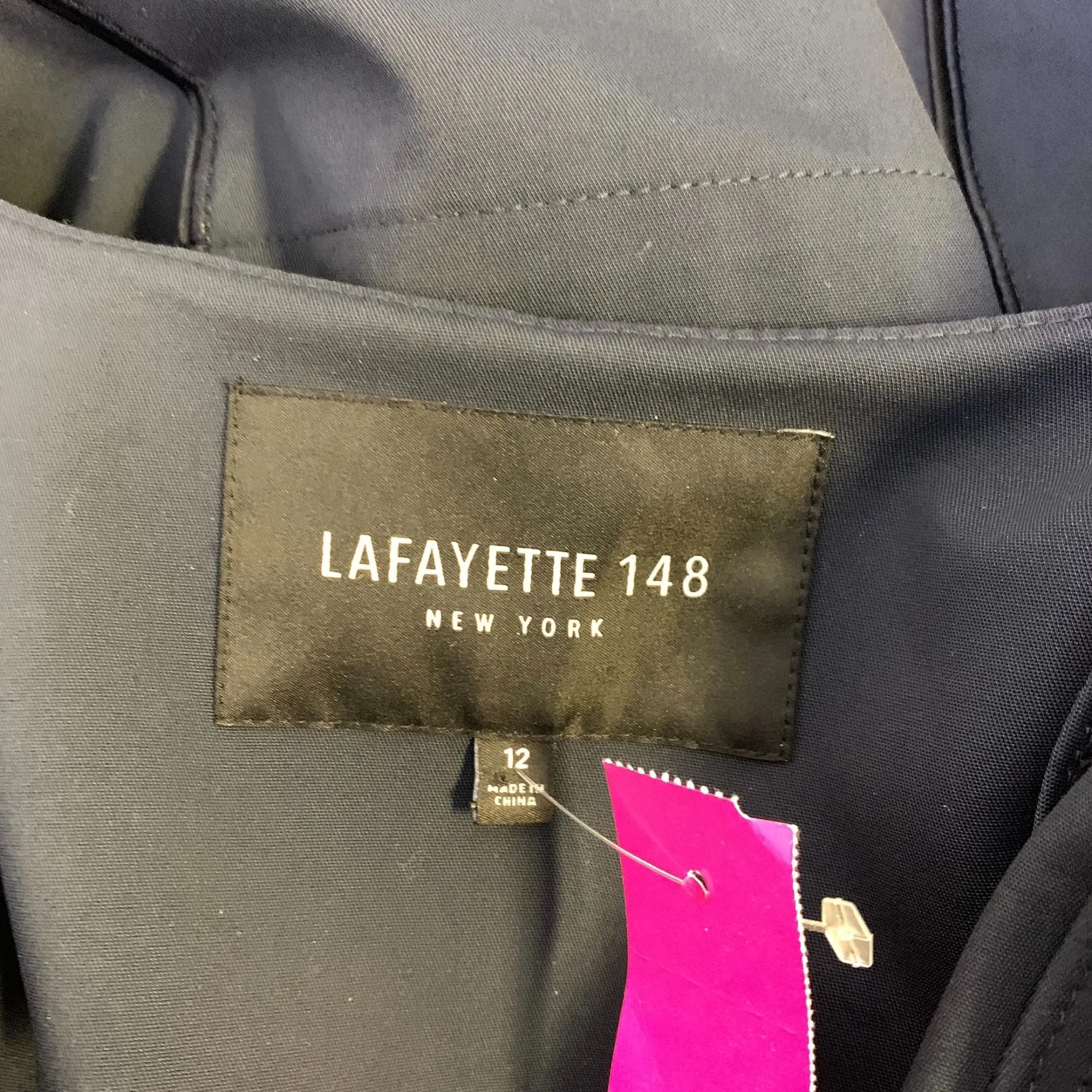 Lafayette 148 Navy Stretch Cotton Jacket Blazer Pockets Size 12