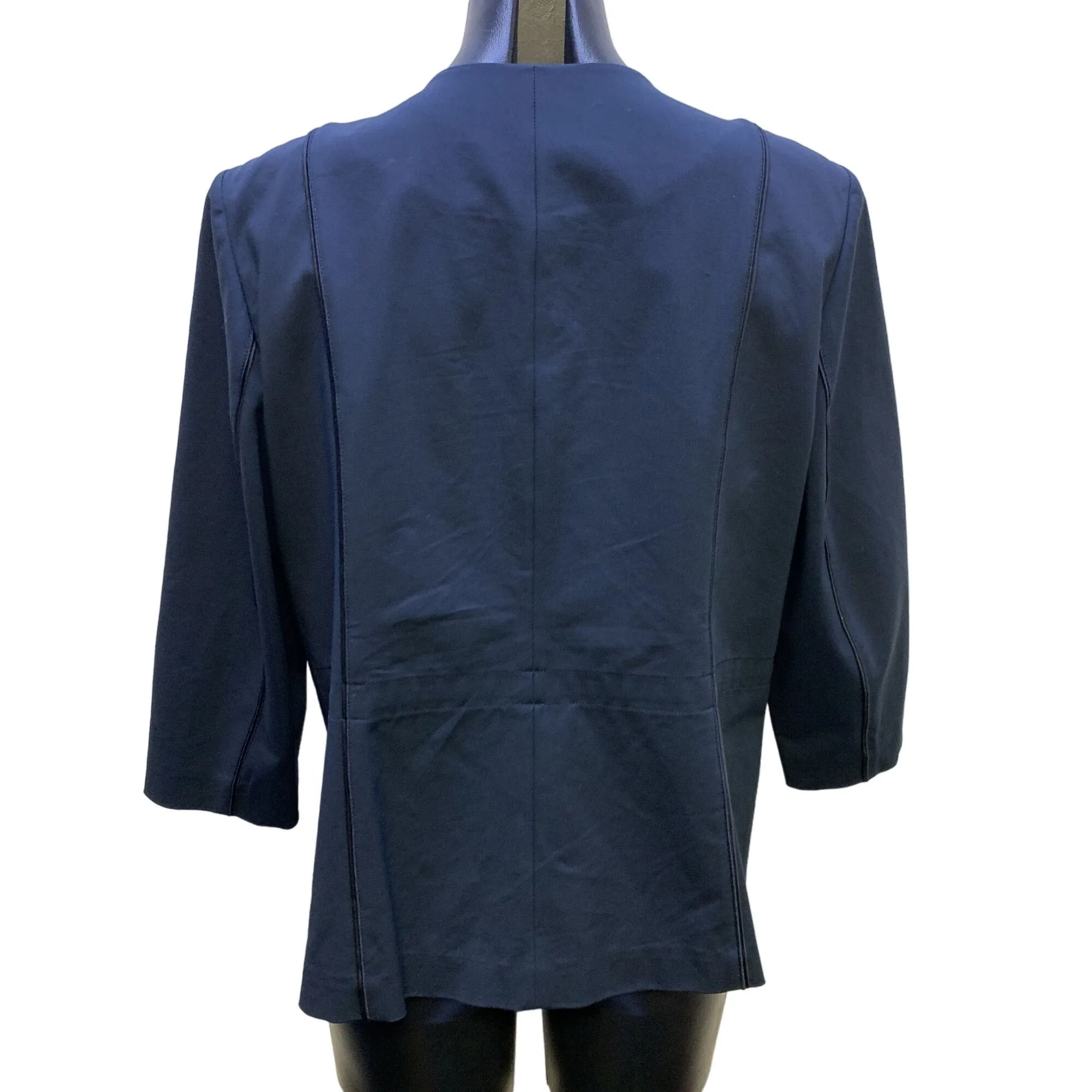 Lafayette 148 Navy Stretch Cotton Jacket Blazer Pockets Size 12