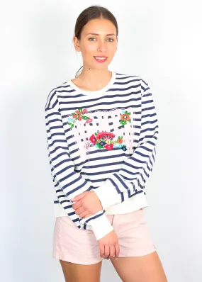 L&H Sortie Flower Stripe Jumper in Off White