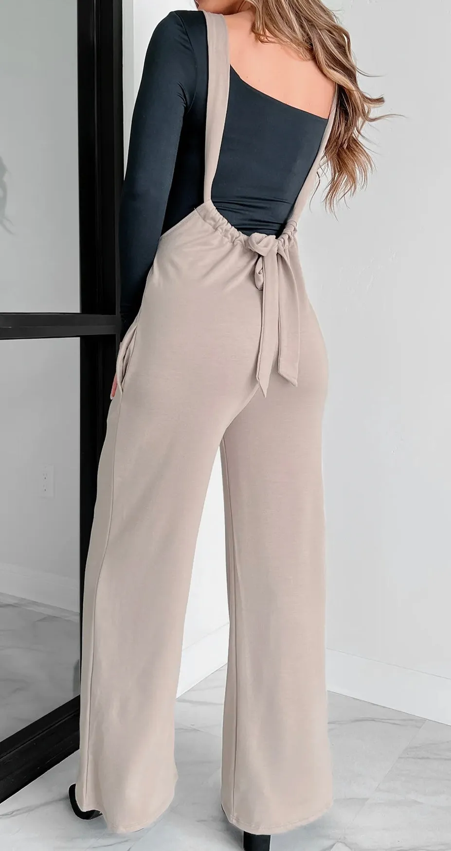 Light Mocha Suspender Jumpsuit