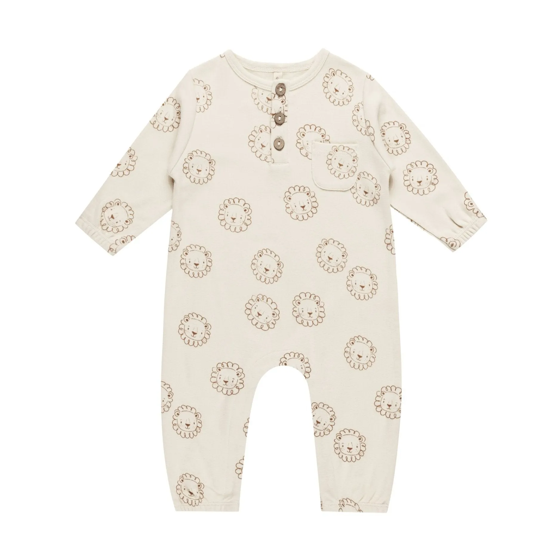 Long Sleeve Pocket Jumpsuit Lions - Natural by Quincy Mae - FINAL SALE