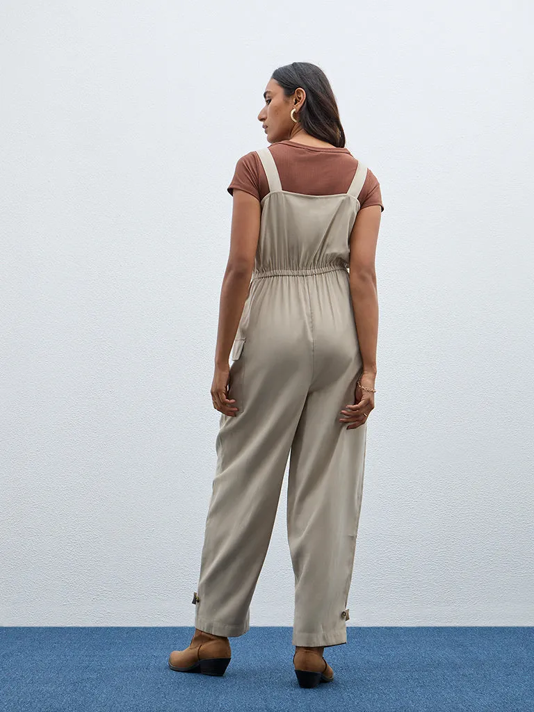 LOV Beige Solid Jumpsuit