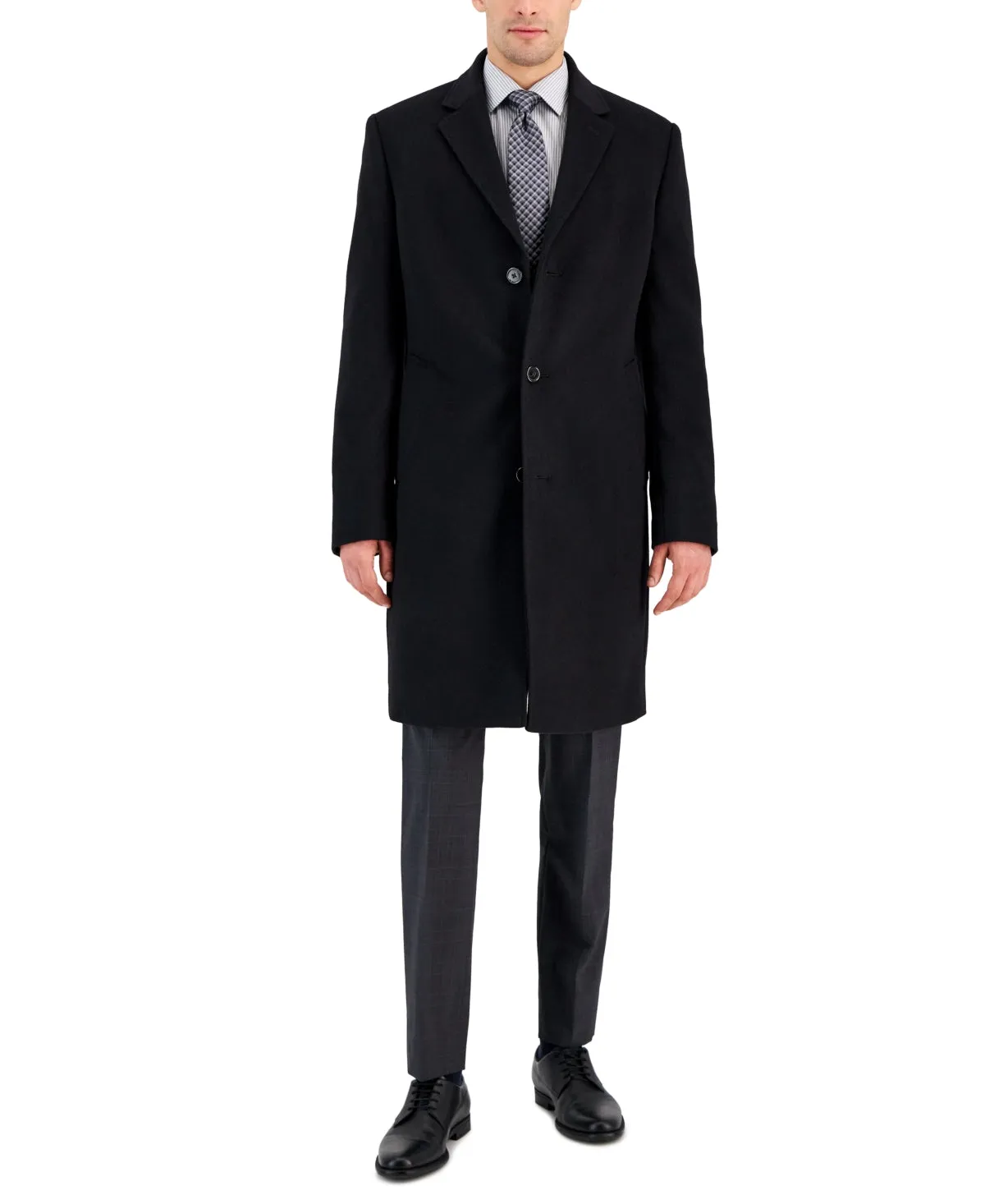Michael Kors Mens Classic fit Overcoat Coat 40 R Black Solid