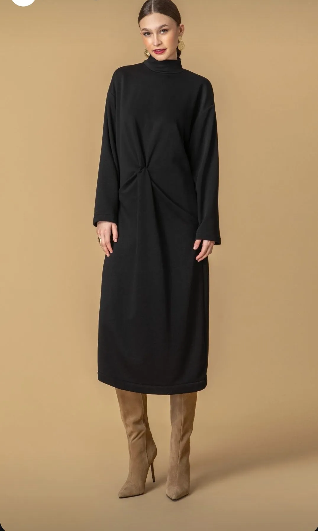 Moutaki black turtleneck dress