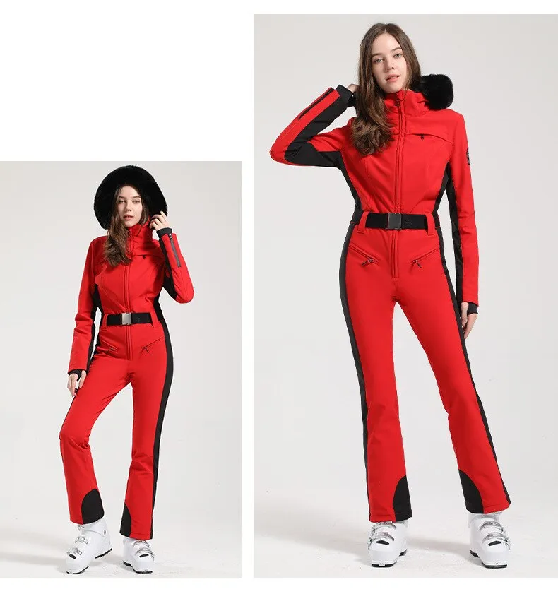 One-piece Ski Suit for Women Thickening Snowboard