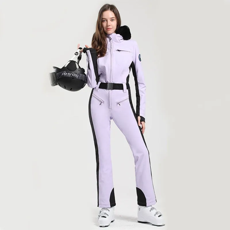 One-piece Ski Suit for Women Thickening Snowboard