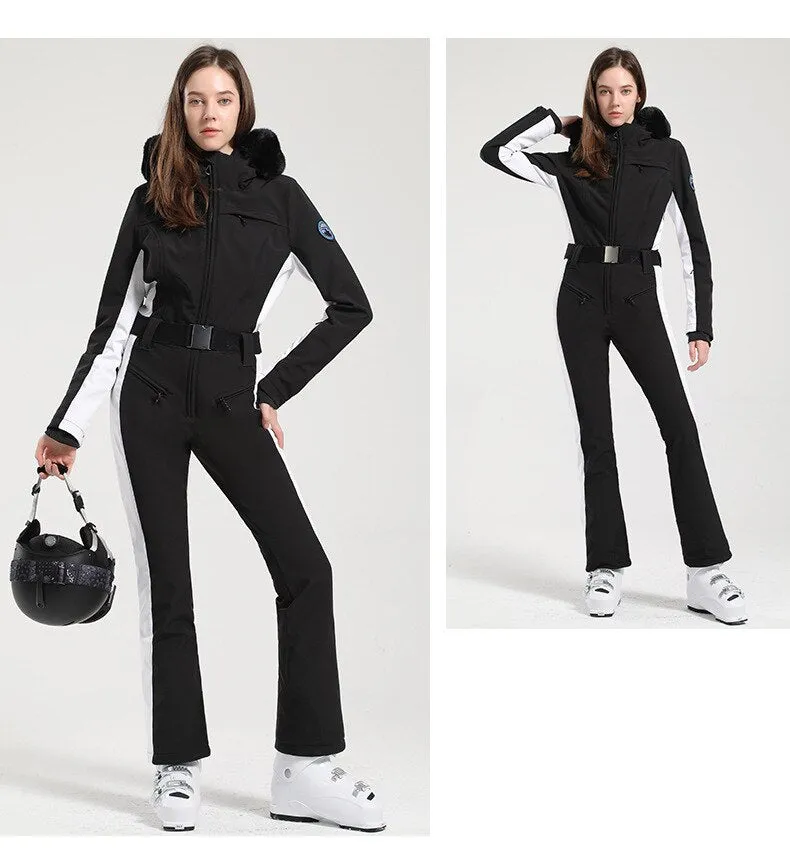 One-piece Ski Suit for Women Thickening Snowboard