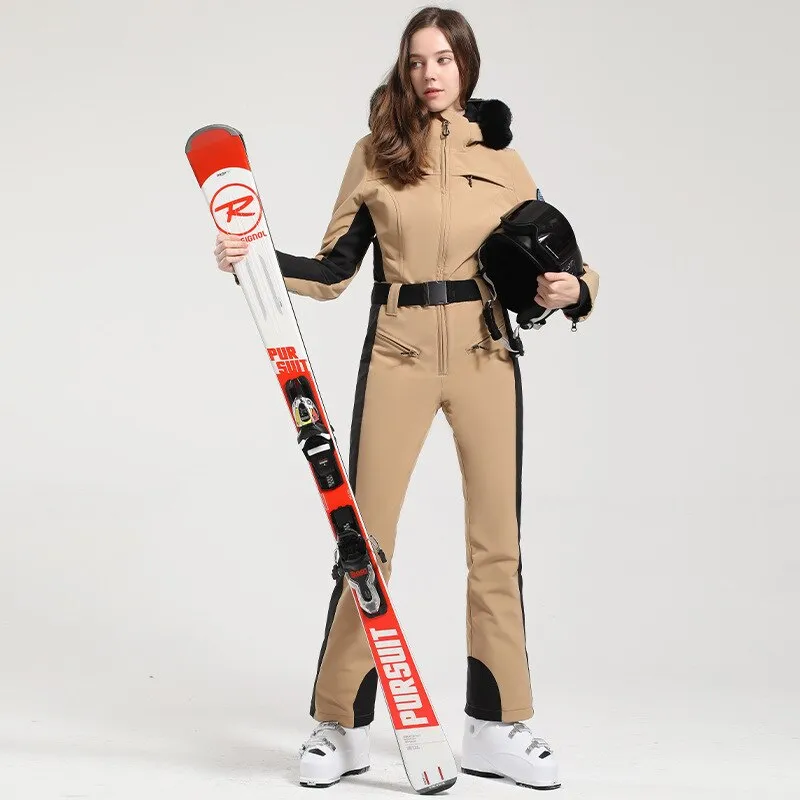 One-piece Ski Suit for Women Thickening Snowboard