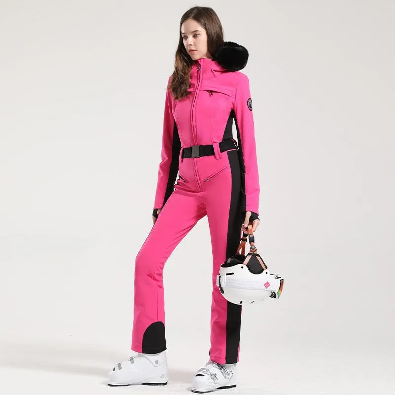 One-piece Ski Suit for Women Thickening Snowboard