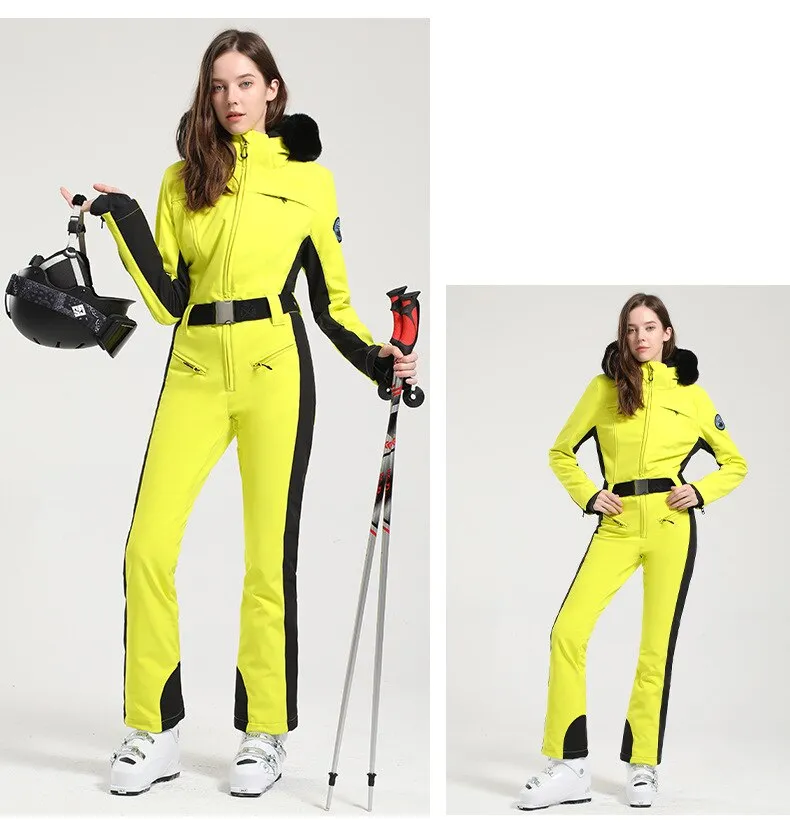 One-piece Ski Suit for Women Thickening Snowboard