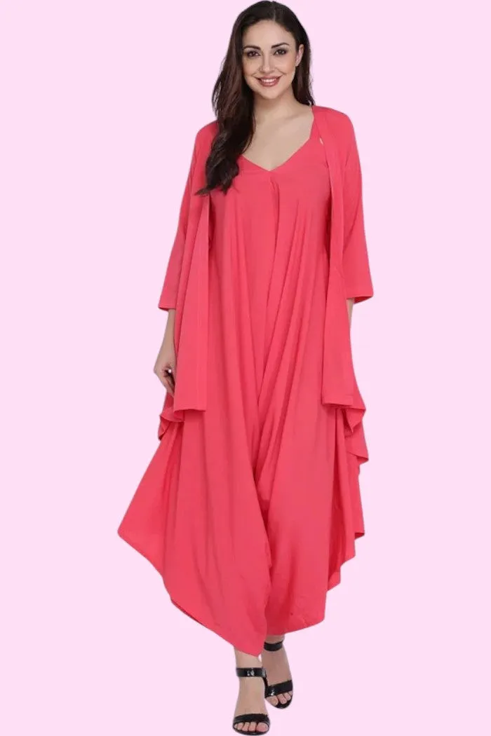 PREMIUM PINK FLARED JUMPSUIT FOR WOMEN