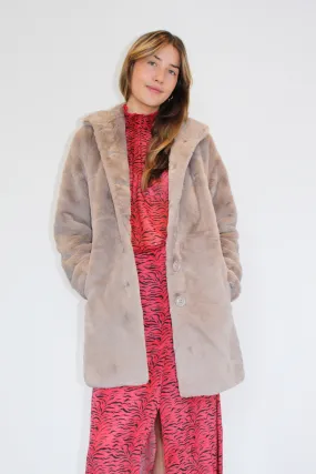 R&P Nonna Faux Fur Coat in Silver Cloud