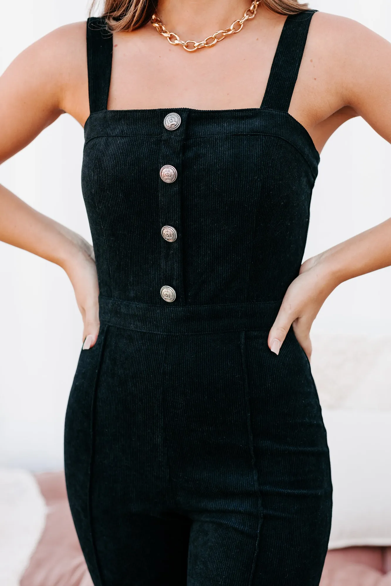 Reaching New Heights Corduroy Jumpsuit (Black)