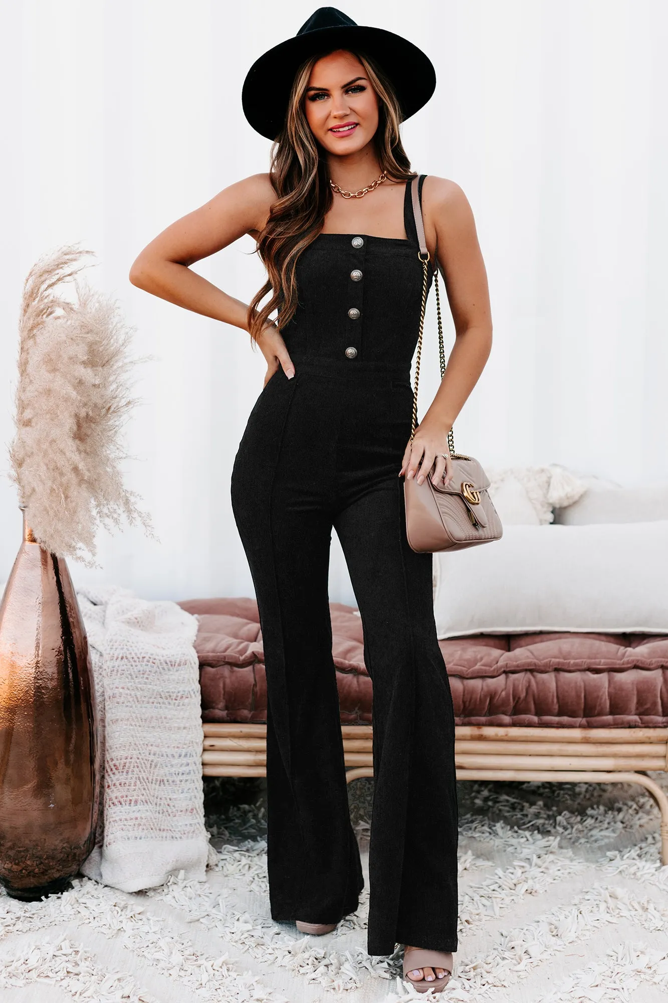 Reaching New Heights Corduroy Jumpsuit (Black)