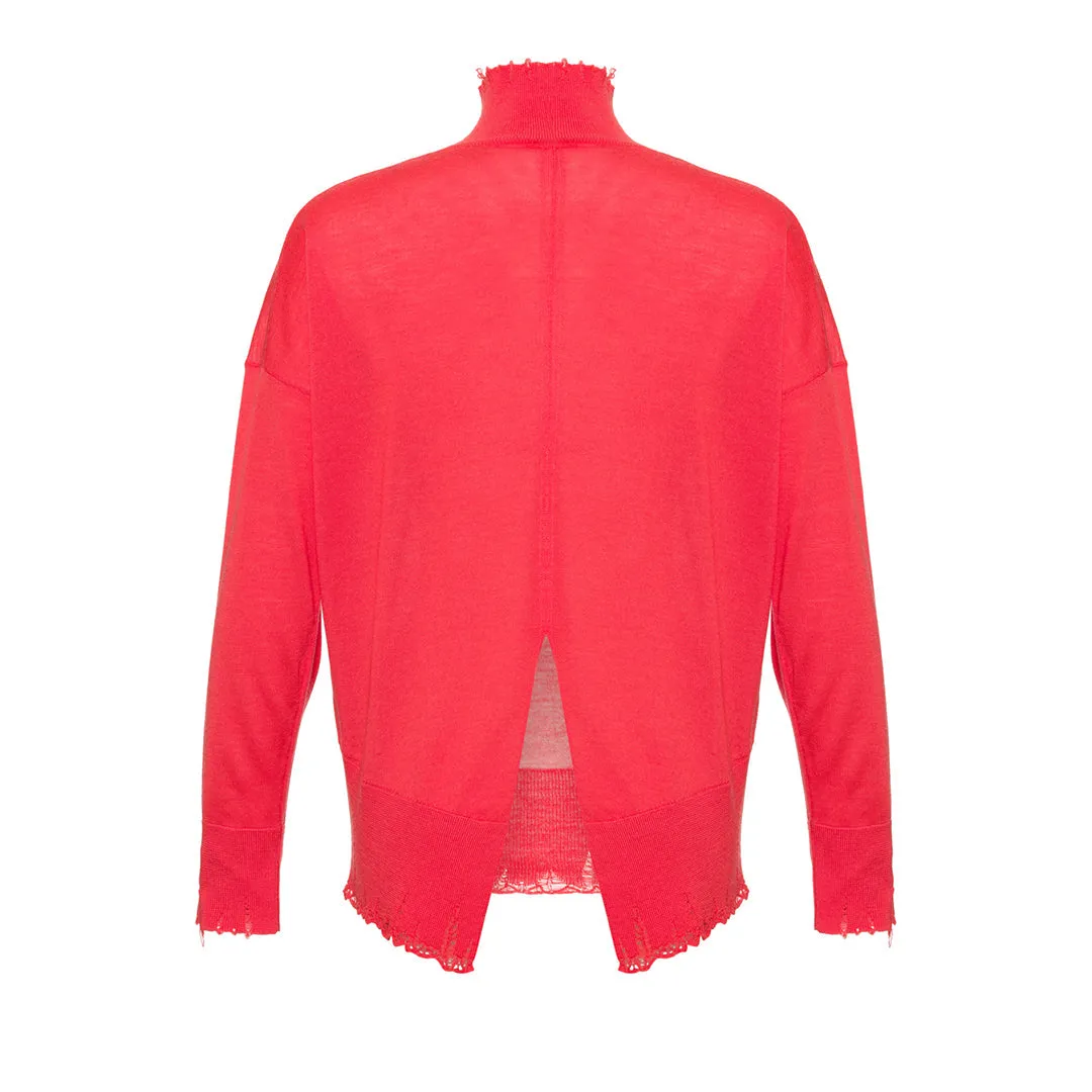 Sato - 100% Wool Turtleneck Red Sweater