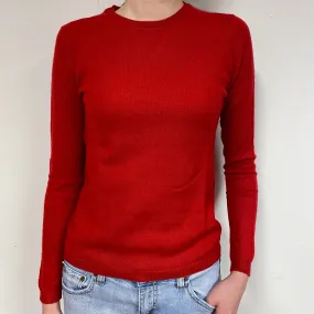 Scarlet Red Cashmere Crew Neck Jumper Extra Small