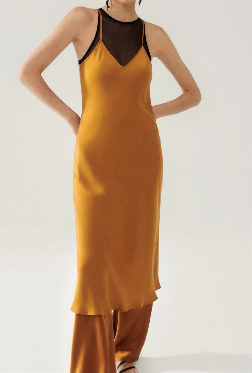 SL 90s Tamarind Silk Slip Midi Dress