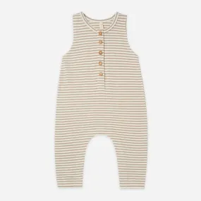 Sleeveless Organic Jumpsuit - Warm Grey Stripe