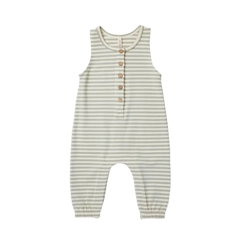 Sleeveless Pistachio Stripe Jumpsuit by Quincy Mae