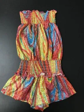 SMOCKED ROMPER RAINBOW SPARKLE