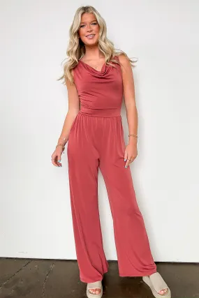 Sophisticated Lines Cowl Neck Wide Leg Jumpsuit - FINAL SALE