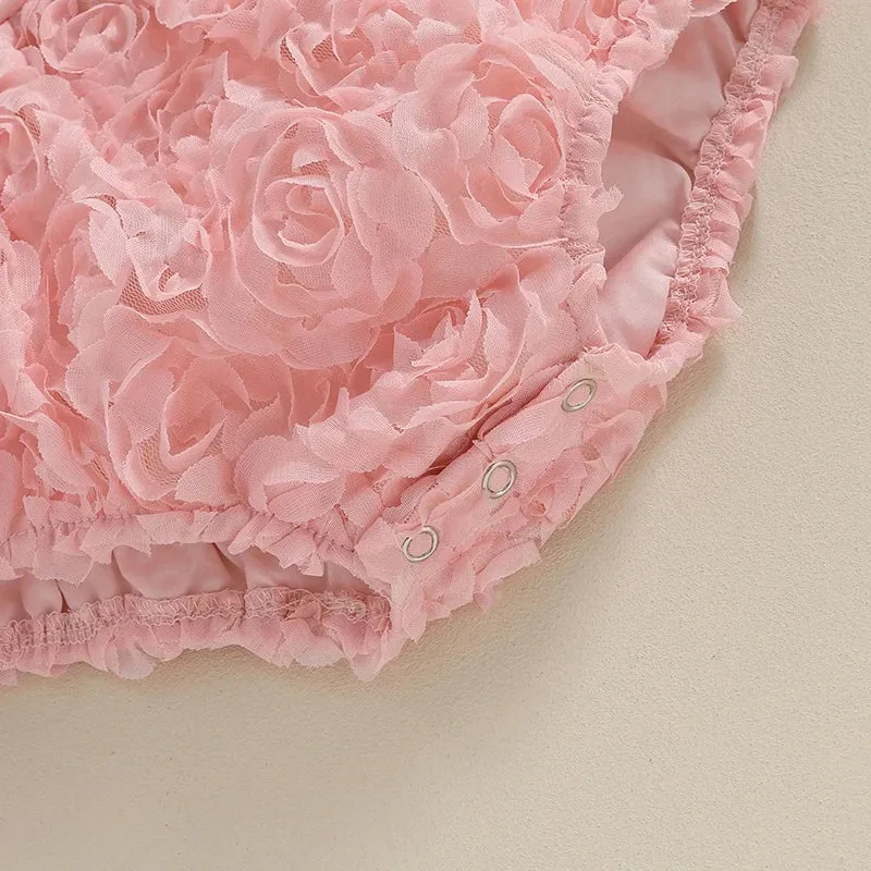 The Pretty Pink Rosette Romper   Bow