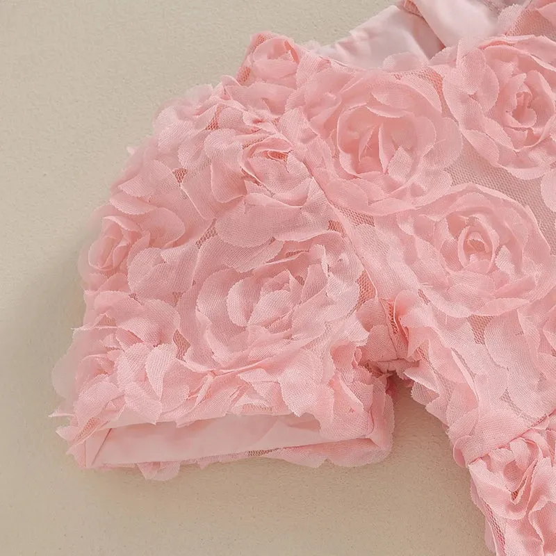The Pretty Pink Rosette Romper   Bow