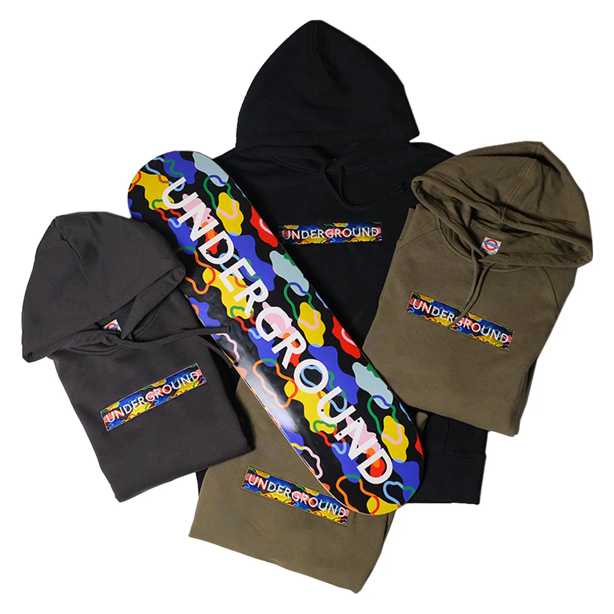 Underground Cloud Camo Box Logo Hoodie - Army Green